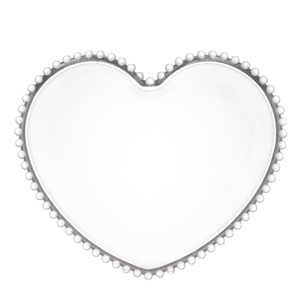 Prato de Cristal Coração Pearl Bolinha - 25 cm