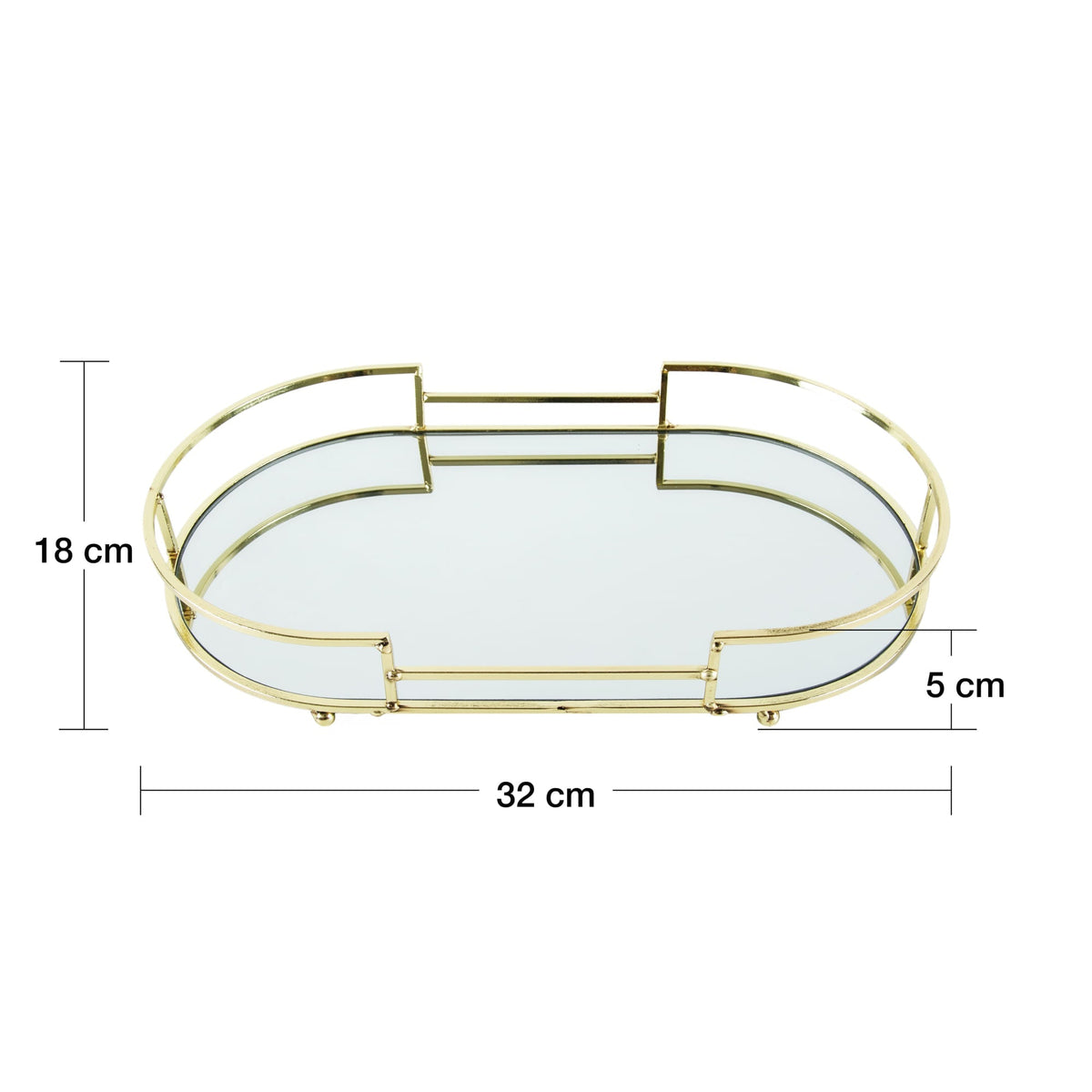 Bandeja Decorativa Metal Dourada 32cm