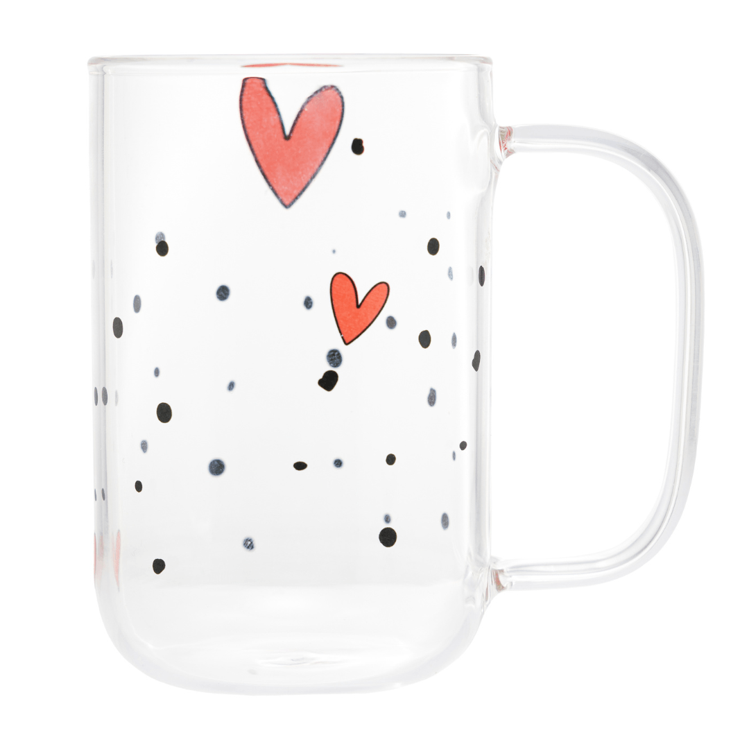 Jogo 2 Canecas de Vidro Coração Heart 280ml
