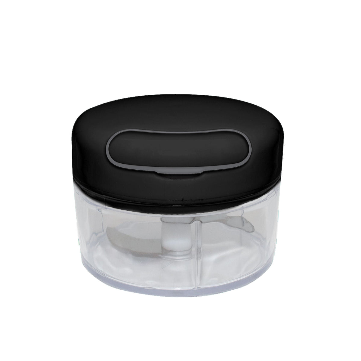 Mini Processador de Alimentos Manual em Plástico com 2 Laminas Preto e Cinza 200ml