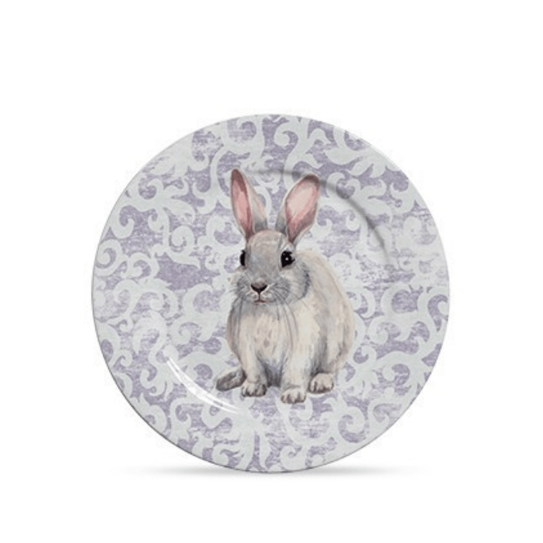 Prato Raso Sweet Easter Páscoa Coelho Branco e Roxo 27cm