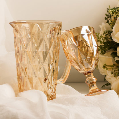Jogo 6 Taças para Água de Vidro Diamond Âmbar Metalizado - 325ml