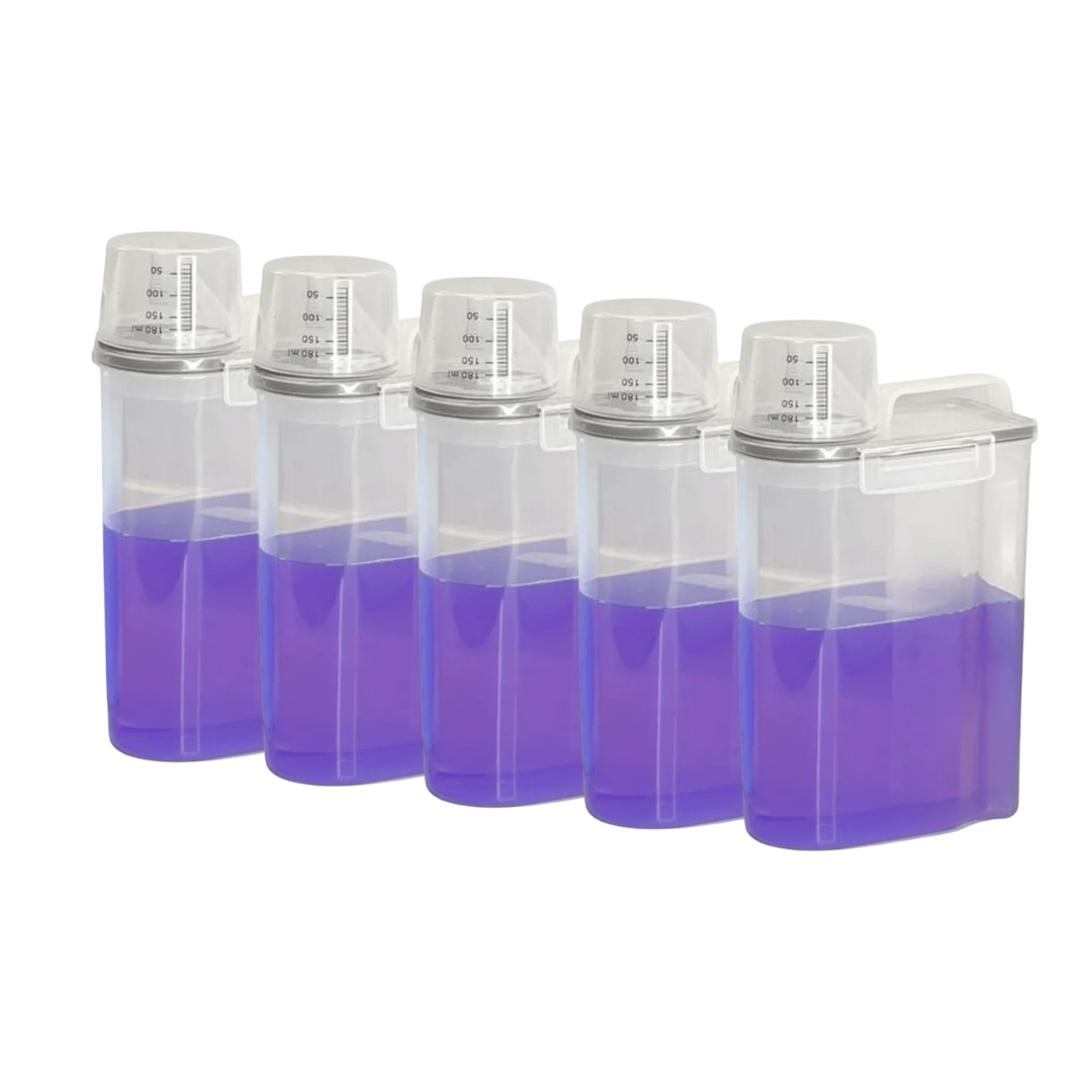 Kit 5 Potes Herméticos com Copo Medidor 2,5 Litros