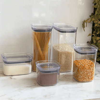 Pote Porta Mantimento Organizador Quadrado com Tampa Hermética Natural Block  2 Litros