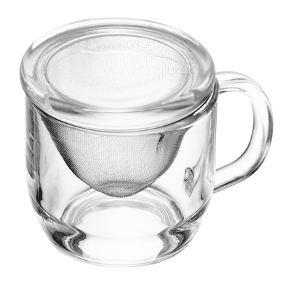 Caneca de Vidro com Difusor e Tampa 330ml