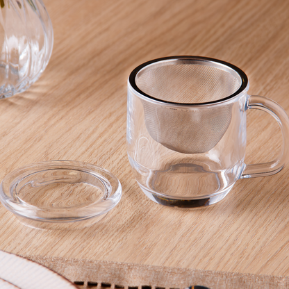 Caneca de Vidro com Difusor e Tampa 330ml