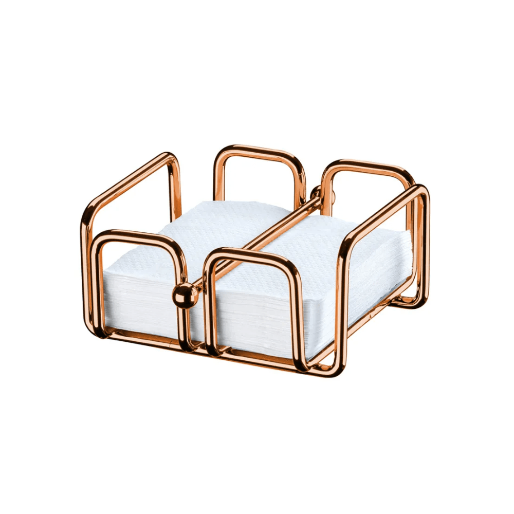 Porta Guardanapos Pequeno com Peso Aço Rose Gold - 14cm