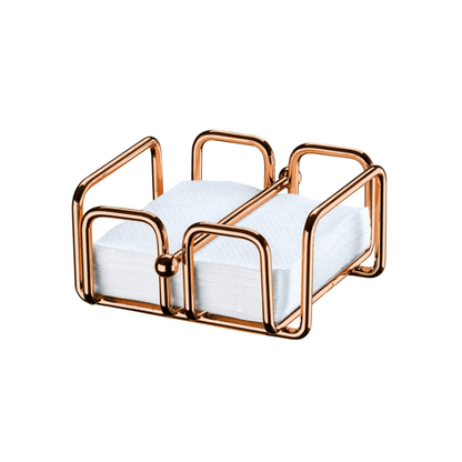Porta Guardanapos Pequeno com Peso Aço Rose Gold - 14cm