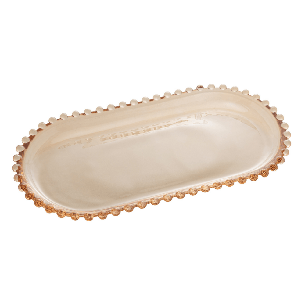 Travessa de Cristal Oval Pearl Âmbar - 30 cm