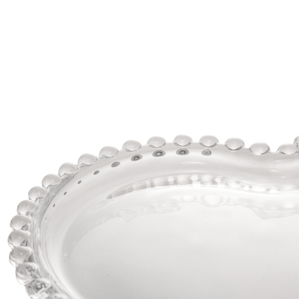 Prato de Cristal Coração Pearl Bolinha - 25 cm