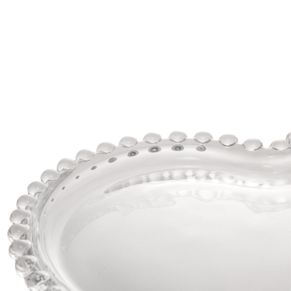 Prato de Cristal Coração Pearl Bolinha - 25 cm