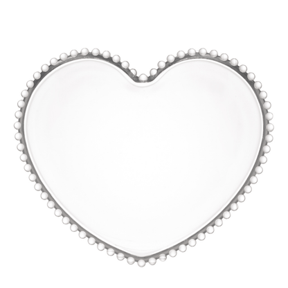 Prato de Cristal Coração Pearl Bolinha - 25 cm