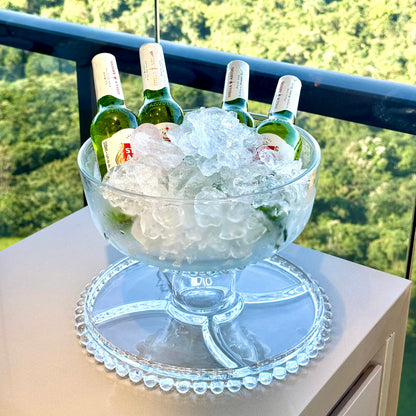 Prato para Bolo Boleira Cristal de Chumbo com Pé e Tampa Pearl 31cm