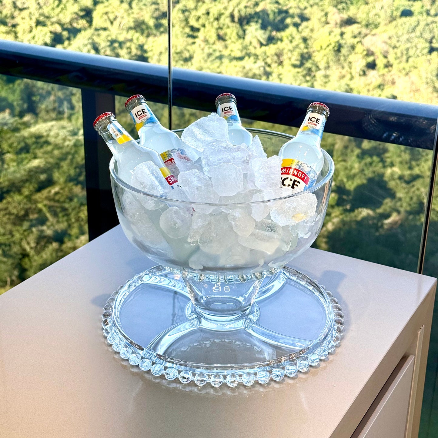Prato para Bolo Boleira Cristal de Chumbo com Pé e Tampa Pearl 31cm
