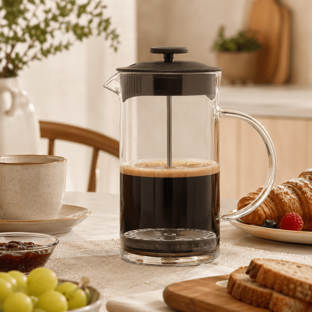 Cafeteira Prensa Francesa em Vidro Borossilicato e Tampa de Plástico Preta 600ml
