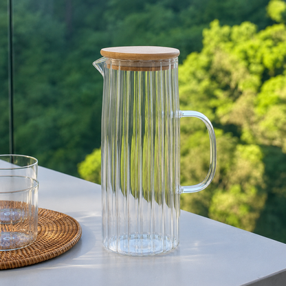 Jarra de Vidro com Tampa em Bambu 1,1L