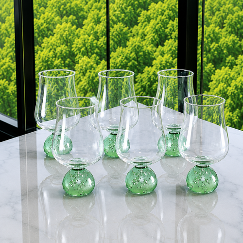 Jogo 6 Taças Base Esfera para Vinho Verde e Transparente 440ml