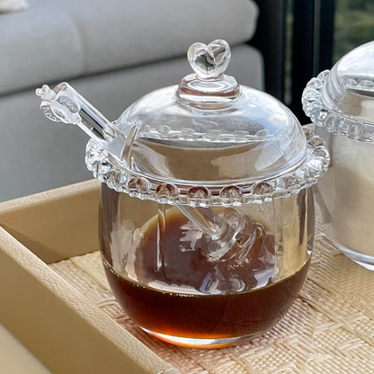 Meleira de Cristal Chumbo com Pegador e Detalhes em Formato de Coração
