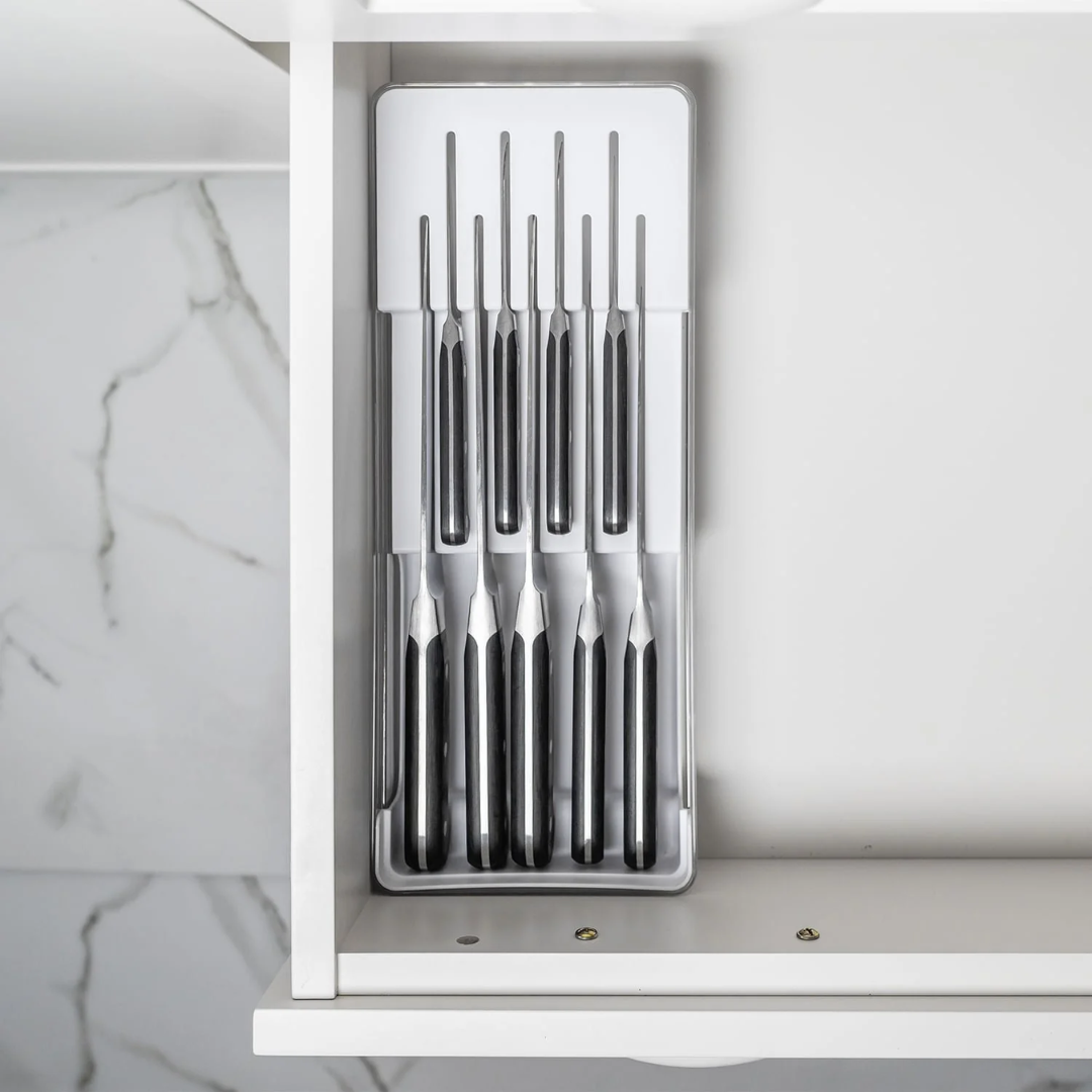 Organizador de Facas Clear Branco 37,5cm