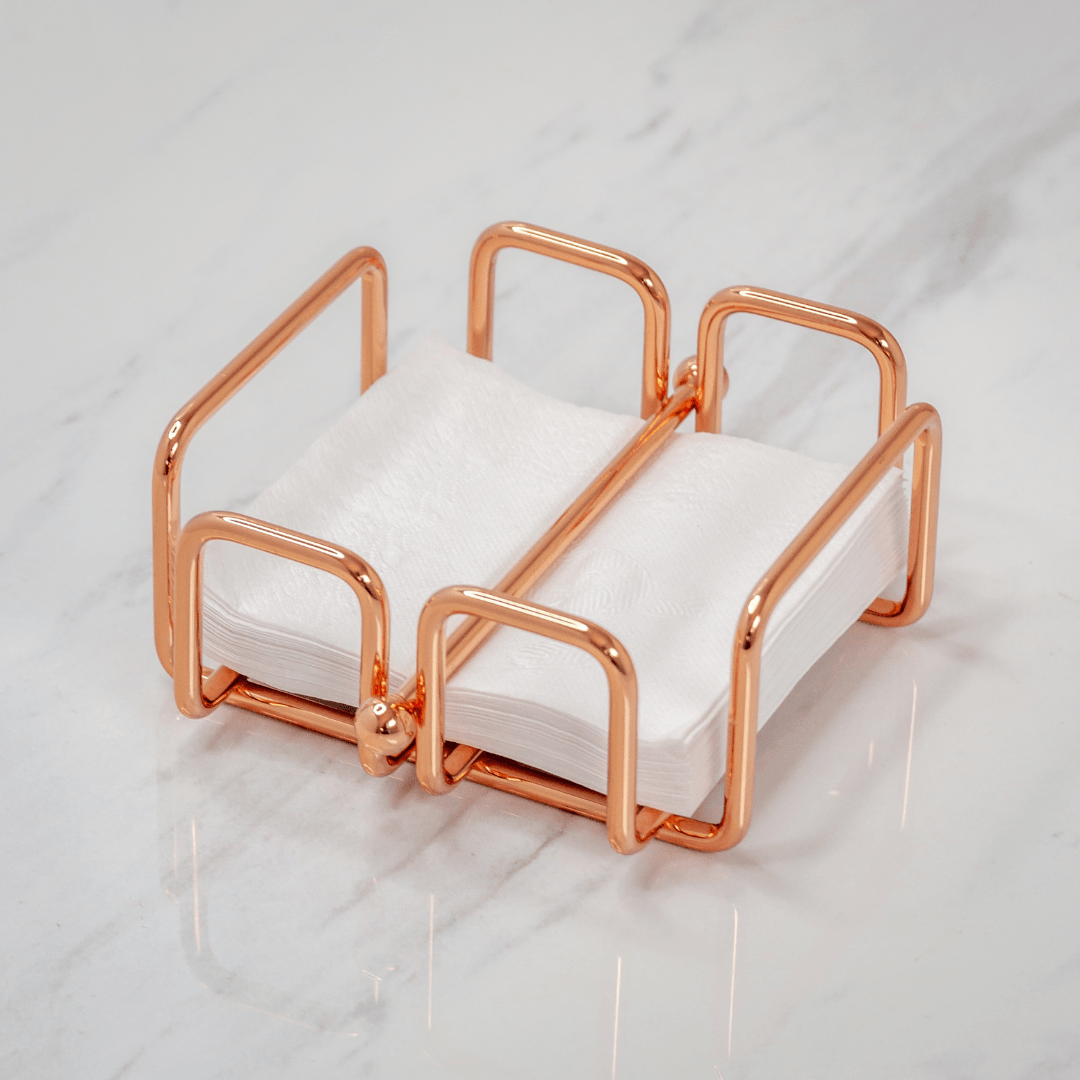 Porta Guardanapos Pequeno com Peso Aço Rose Gold - 14cm