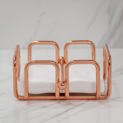 Porta Guardanapos Pequeno com Peso Aço Rose Gold - 14cm