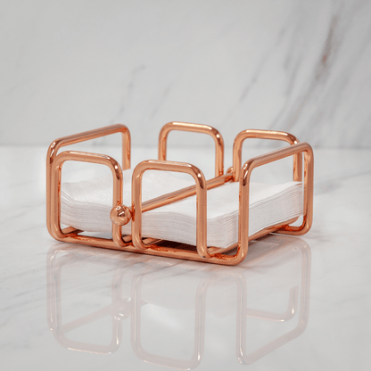 Porta Guardanapos Pequeno com Peso Aço Rose Gold - 14cm