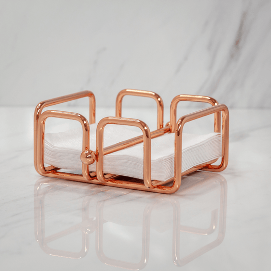 Porta Guardanapos Pequeno com Peso Aço Rose Gold - 14cm
