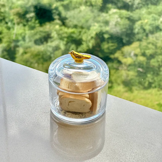 Pote com Tampa de Cristal Ecológico Golden Bird