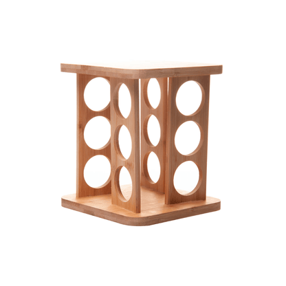 Jogo 12 Potes Herméticos de Vidro 120ml com Suporte Giratório em Bambu