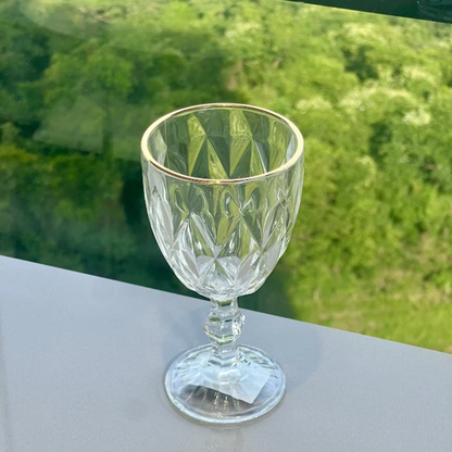 Jogo 6 Taças de Vidro com Borda Dourada Fio de Ouro 300ml