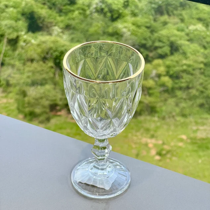 Jogo 6 Taças de Vidro com Borda Dourada Fio de Ouro 300ml