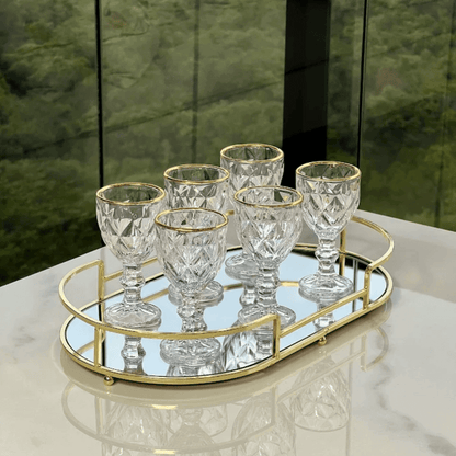 Taça de Licor em Vidro com FIo de Ouro Diamond 50ml