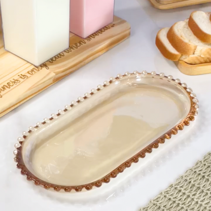 Travessa de Cristal Oval Pearl Âmbar - 30 cm