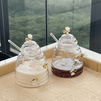 Açucareiro de Vidro com Colher e Tampa Lovely Bee Abelha 470ml