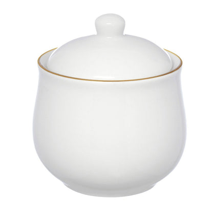 Açucareiro Royal Porcelana Branco e Borda Dourada 300ml