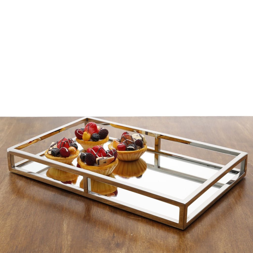 Bandeja Aço Inox com Espelho 41cm