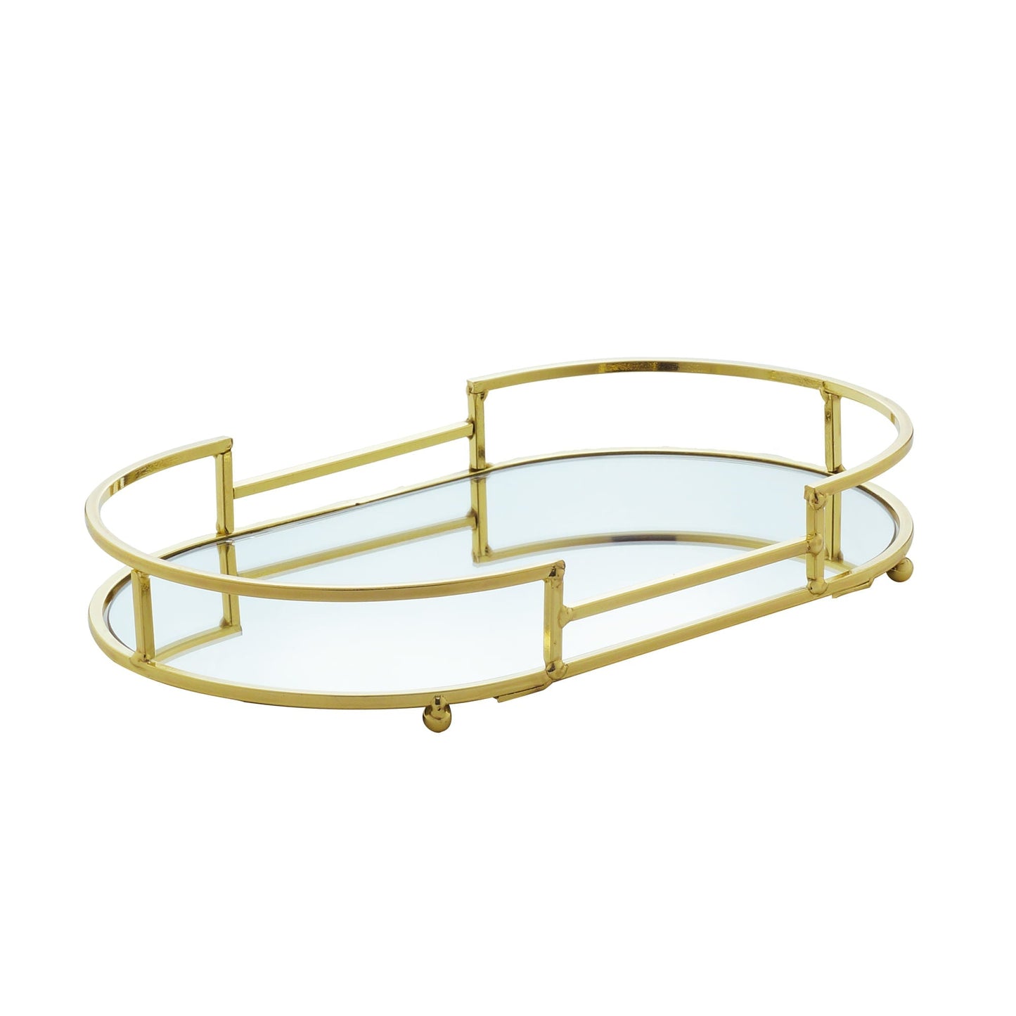 Bandeja Decorativa Metal Dourada 32cm