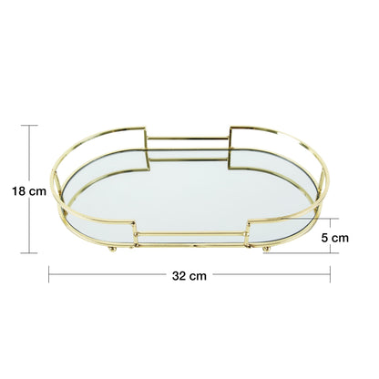 Bandeja Decorativa Metal Dourada 32cm