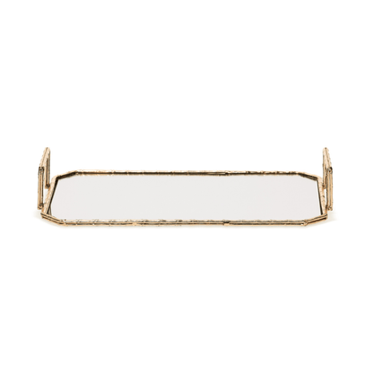 Bandeja em Metal Dourada com Espelho P 39,5cm