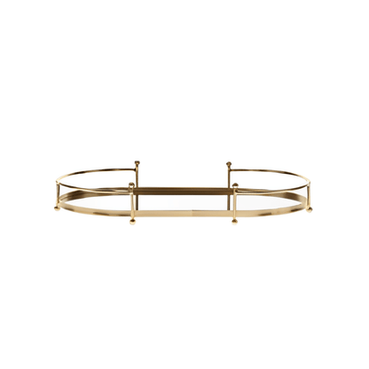 Bandeja em Metal Dourado e Vidro Espelhado 34cm P