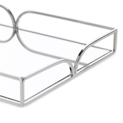 Bandeja em Metal Espelhada Cromada G 35cm