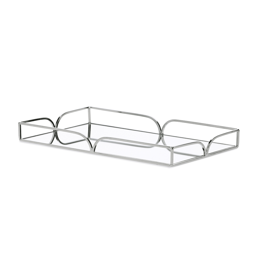 Bandeja em Metal Espelhada Cromada G 35cm