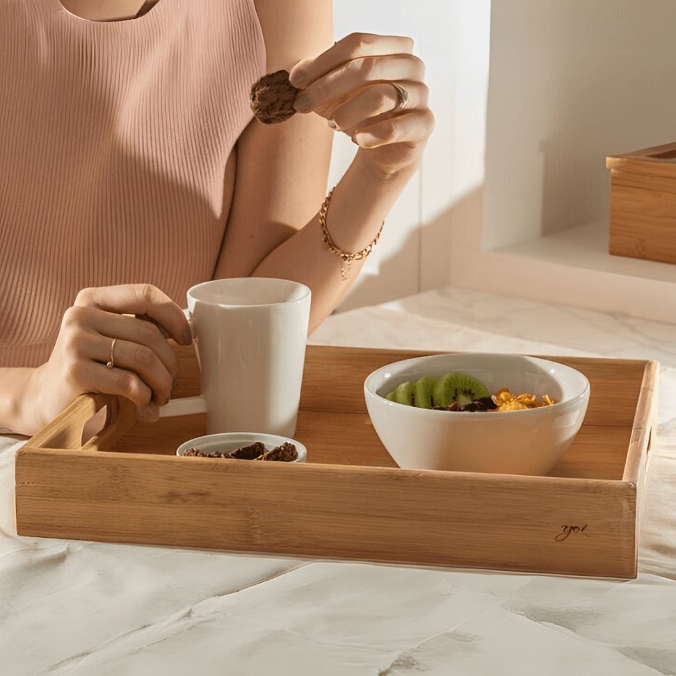 Bandeja Sense de Bambu com Alças 37cm