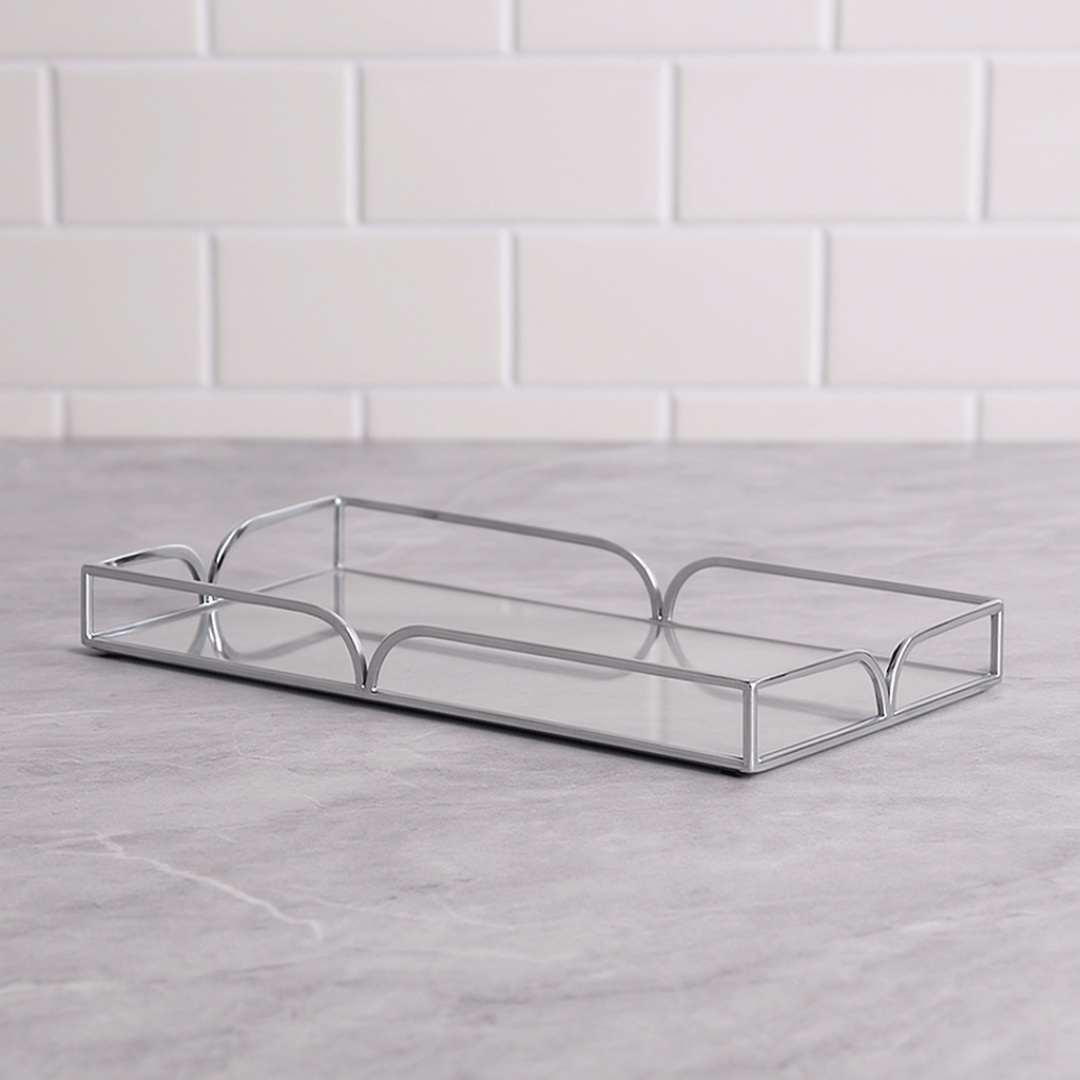 Bandeja em Metal Espelhada Cromada G 35cm