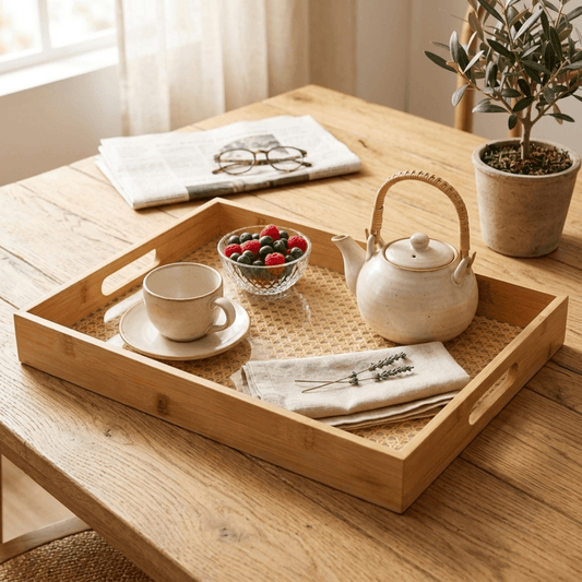 Bandeja de Bambu com Fundo Trelica 48cm