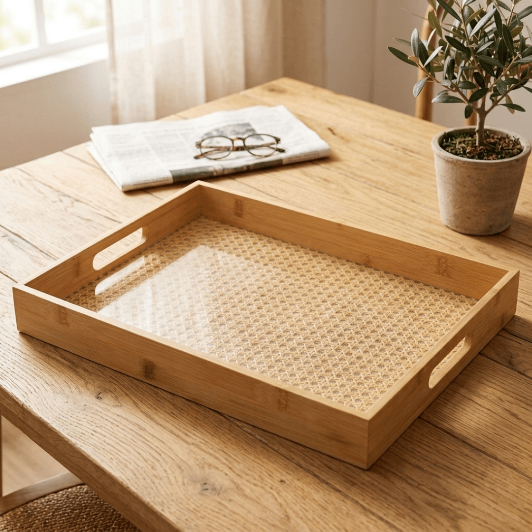 Bandeja de Bambu com Fundo Trelica 48cm