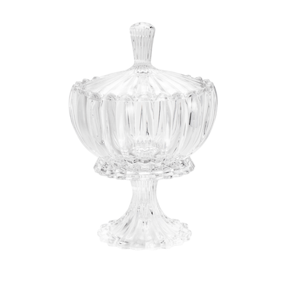 Bomboniere Potiche Geneva com Pé e Tampa de Cristal 18cm