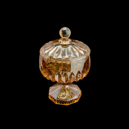 Bomboniere Potiche Louise Cristal de Chumbo com Pé Âmbar 18cm