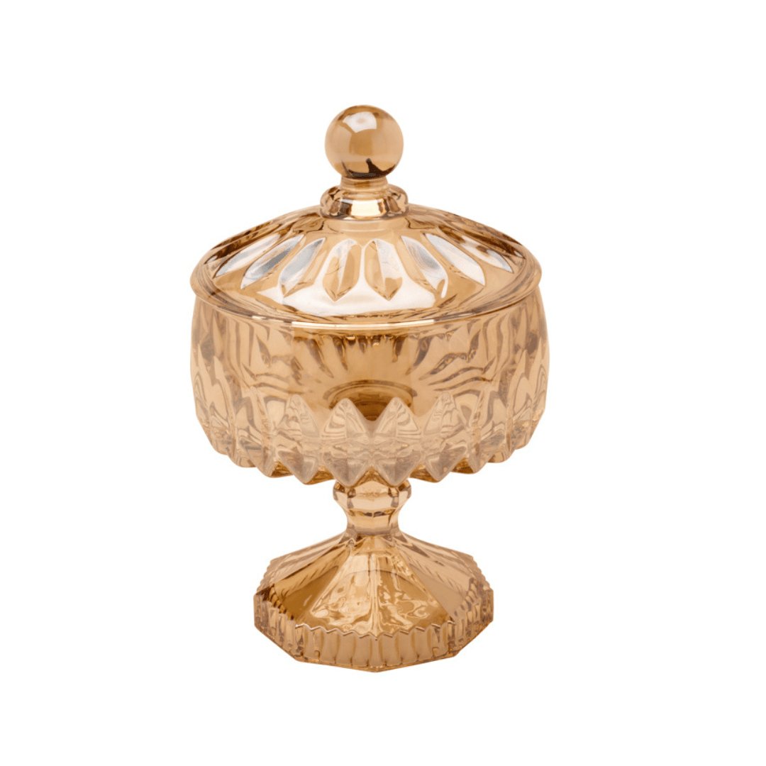 Bomboniere Potiche Louise Cristal de Chumbo com Pé Âmbar 18cm