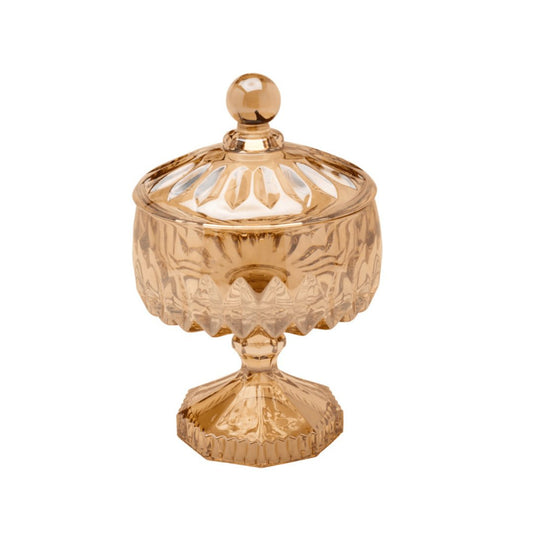 Bomboniere Potiche Louise Cristal de Chumbo com Pé Âmbar 18cm